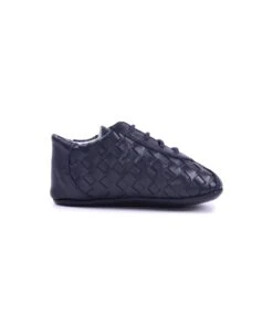 Leather Lace-up Shoes With Woven Effect