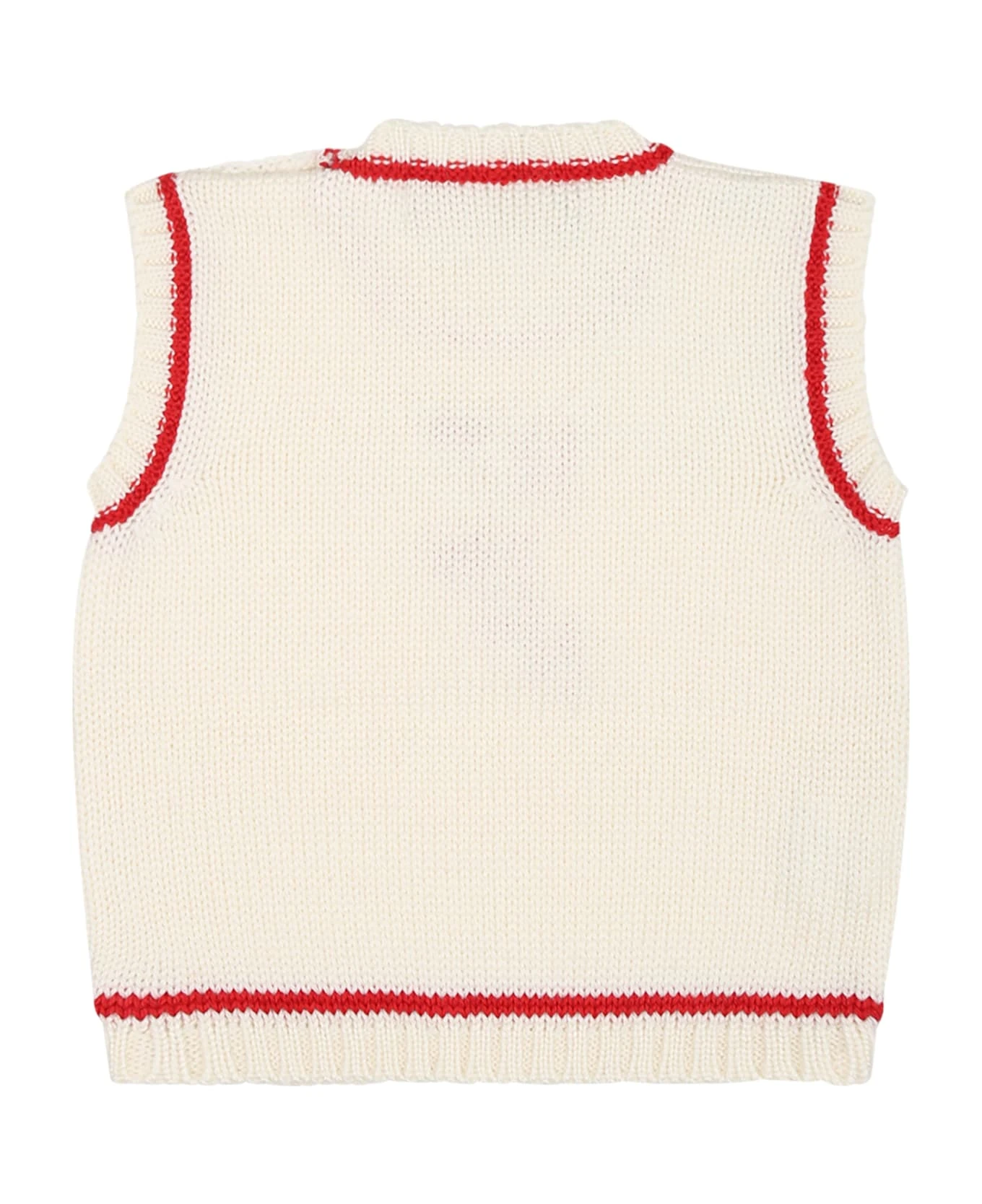 White Vest Sweater For Baby Boy With Writing 2 White Vest Sweater For Baby Boy With Writing - Image 2