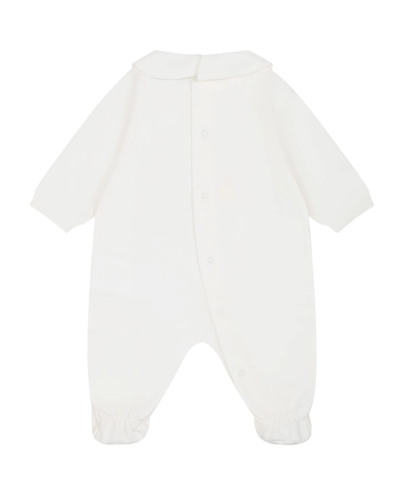 MOSCHINO White Babygrow For Baby Kids With Teddy Bear E Print 2 MOSCHINO White Babygrow For Baby Kids With Teddy Bear E Print - Image 2
