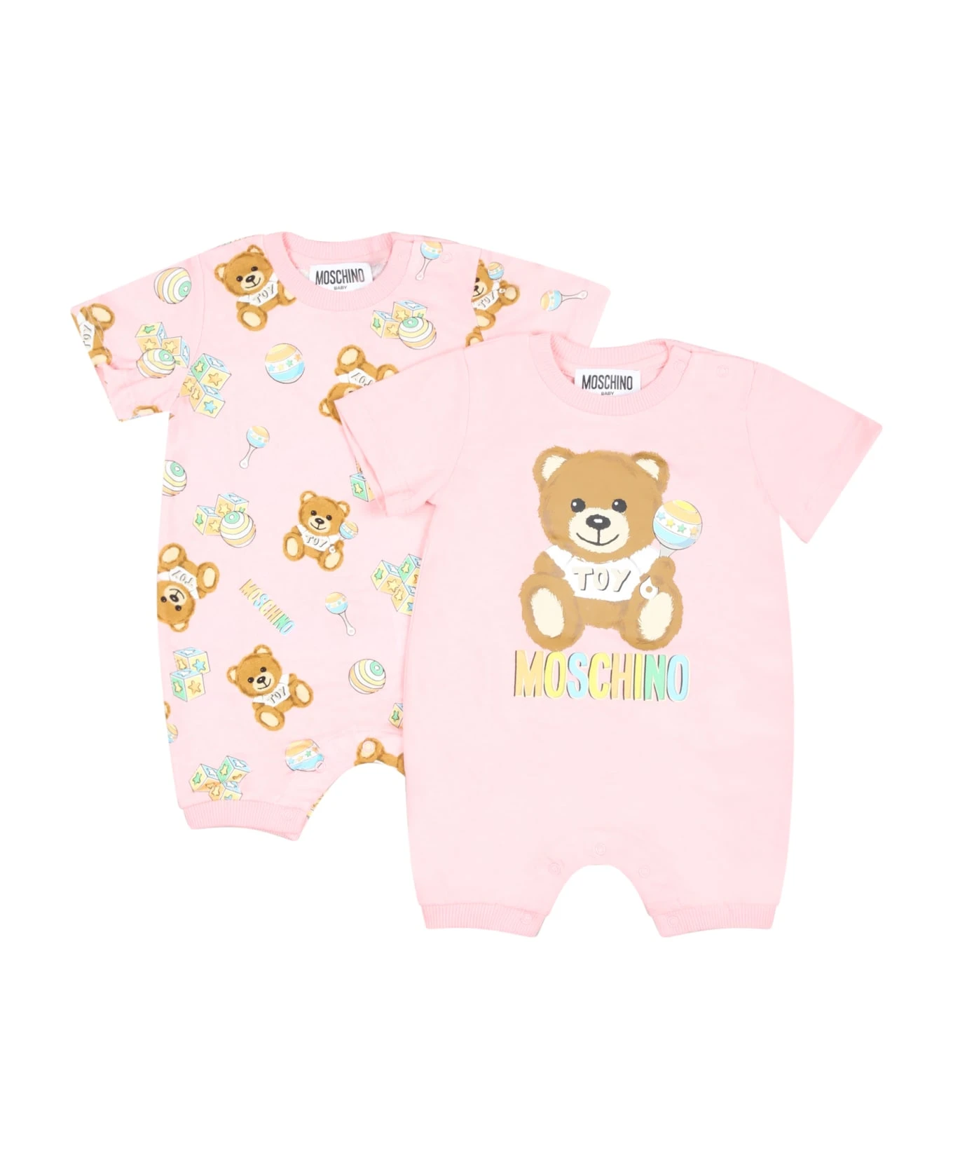 MOSCHINO Pink Set For Baby Girl With Teddy Bear 1 MOSCHINO Pink Set For Baby Girl With Teddy Bear