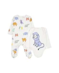 Stella McCartney Kids White Set For Babykids With Animals