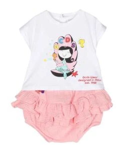 Abito Bianco/rosa Neonata