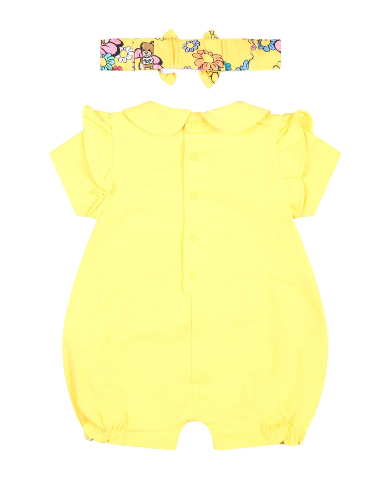 MOSCHINO Yellow Set For Baby Girl With Teddy Bear And Flowers 2 MOSCHINO Yellow Set For Baby Girl With Teddy Bear And Flowers - Image 2