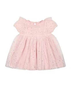 Stella McCartney Kids Pink Dress For Baby Girl With All-over Sequins