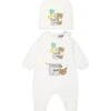 MOSCHINO White Set For Baby Kids With Teddy Bear And Logo