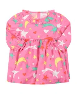 Stella McCartney Kids Fuchsia Dress Gor Baby Girl With Colorful Stars