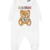 MOSCHINO White Babygrow For Babykids With Teddy Bear And Logo