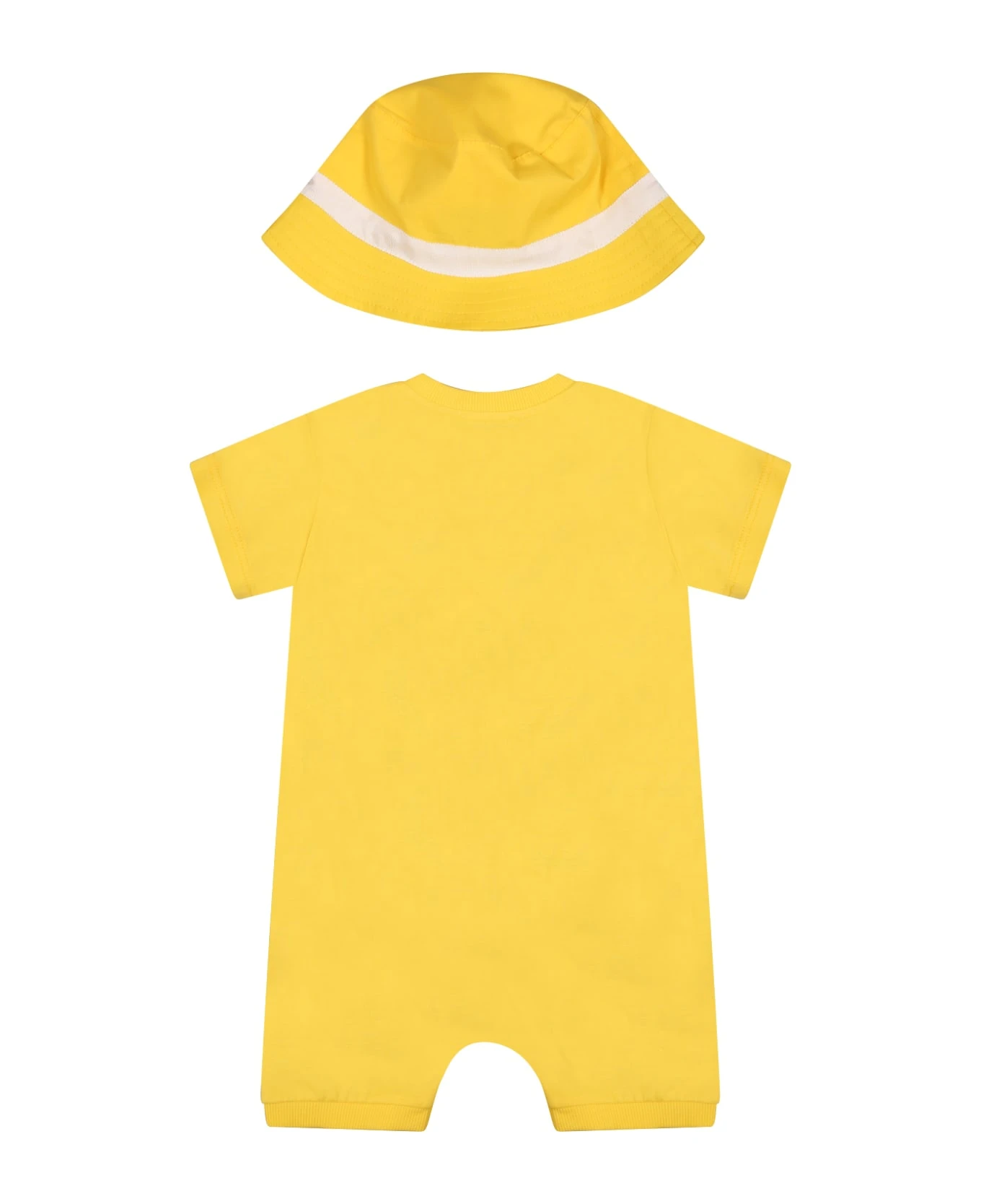 MOSCHINO Yellow Set For Babies With Print And Teddy Bear 2 MOSCHINO Yellow Set For Babies With Print And Teddy Bear - Image 2