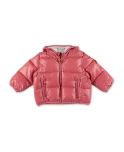 Save The Duck Piumino Rosa In Nylon Con Cappuccio Baby Girl