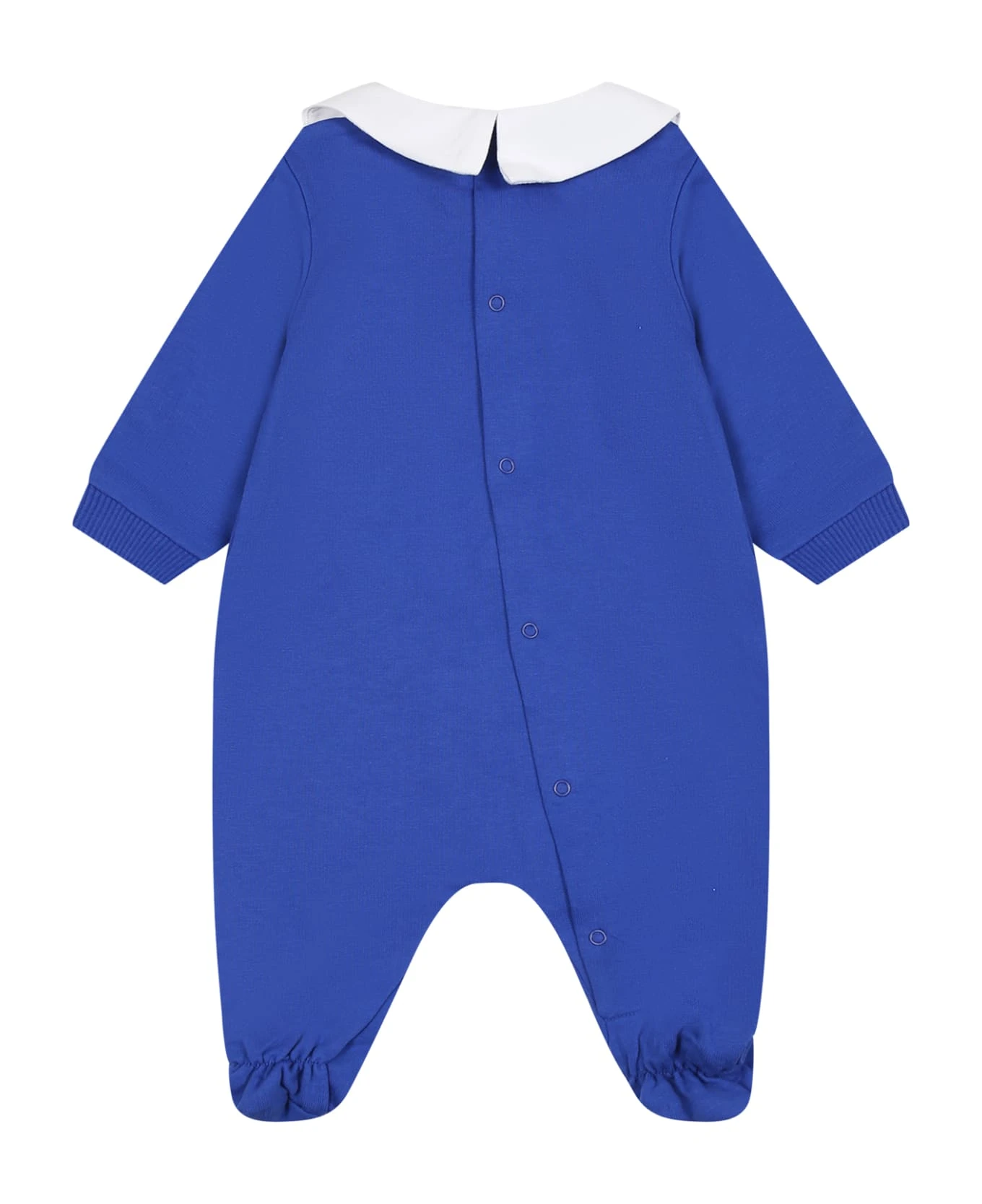 MOSCHINO Blue Babygrow For Baby Boy With Teddy Bears And Logo 2 MOSCHINO Blue Babygrow For Baby Boy With Teddy Bears And Logo - Image 2