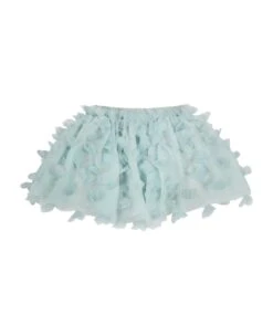 Green Skirt For Baby Girl With Tulle Applications