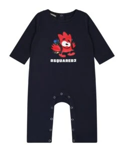 DSQUARED2 Blue Babygrow For Baby Boy With Logo And Print