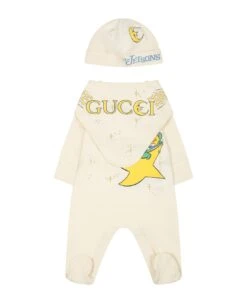 Gucci Ivory Set For Baby Kids With Logo And Print