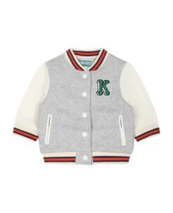 Kenzo Kids Grey Jacket For Baby Boy With Logo