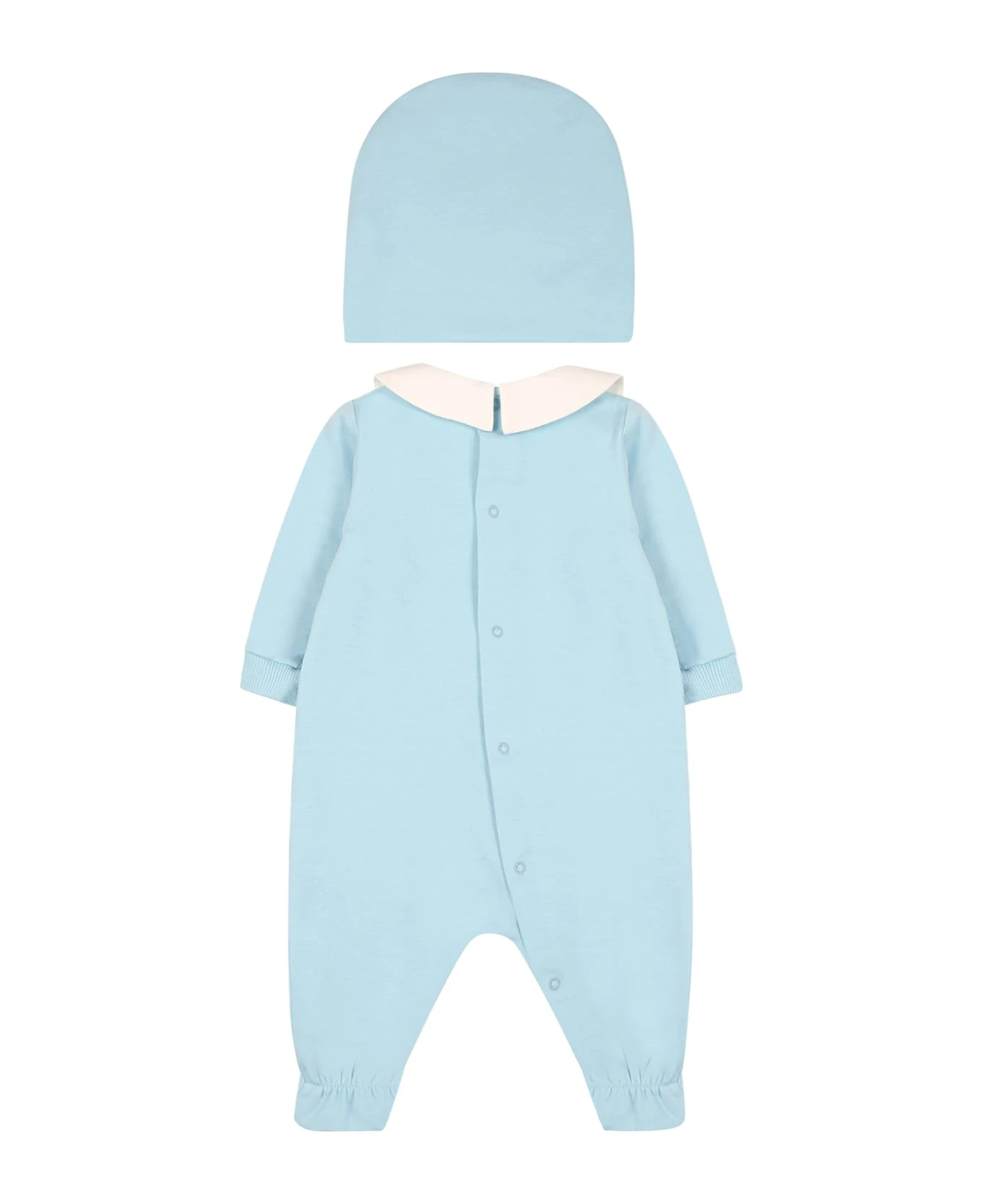 MOSCHINO Light Blue Set For Baby Boy With Teddy Bear And Logo 2 MOSCHINO Light Blue Set For Baby Boy With Teddy Bear And Logo - Image 2