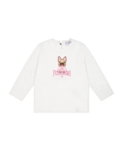 Chiara Ferragni White T-shirt For Baby Girl With Print And Logo
