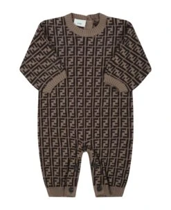 FENDI Beige Jumpsuit For Babykids With Double Ff