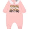 MOSCHINO Pink Babygrow For Baby Girl With Teddy Bears And Logo