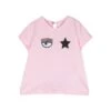 Chiara Ferragni Crewneck T-shirt With Logo Print In Pink Cotton Girl