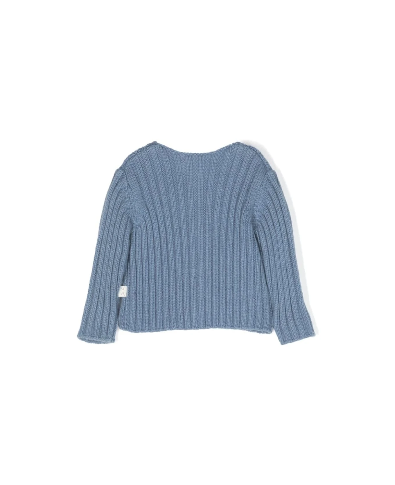 Blue Ribbed Knit Cardigan 2 Blue Ribbed Knit Cardigan - Image 2