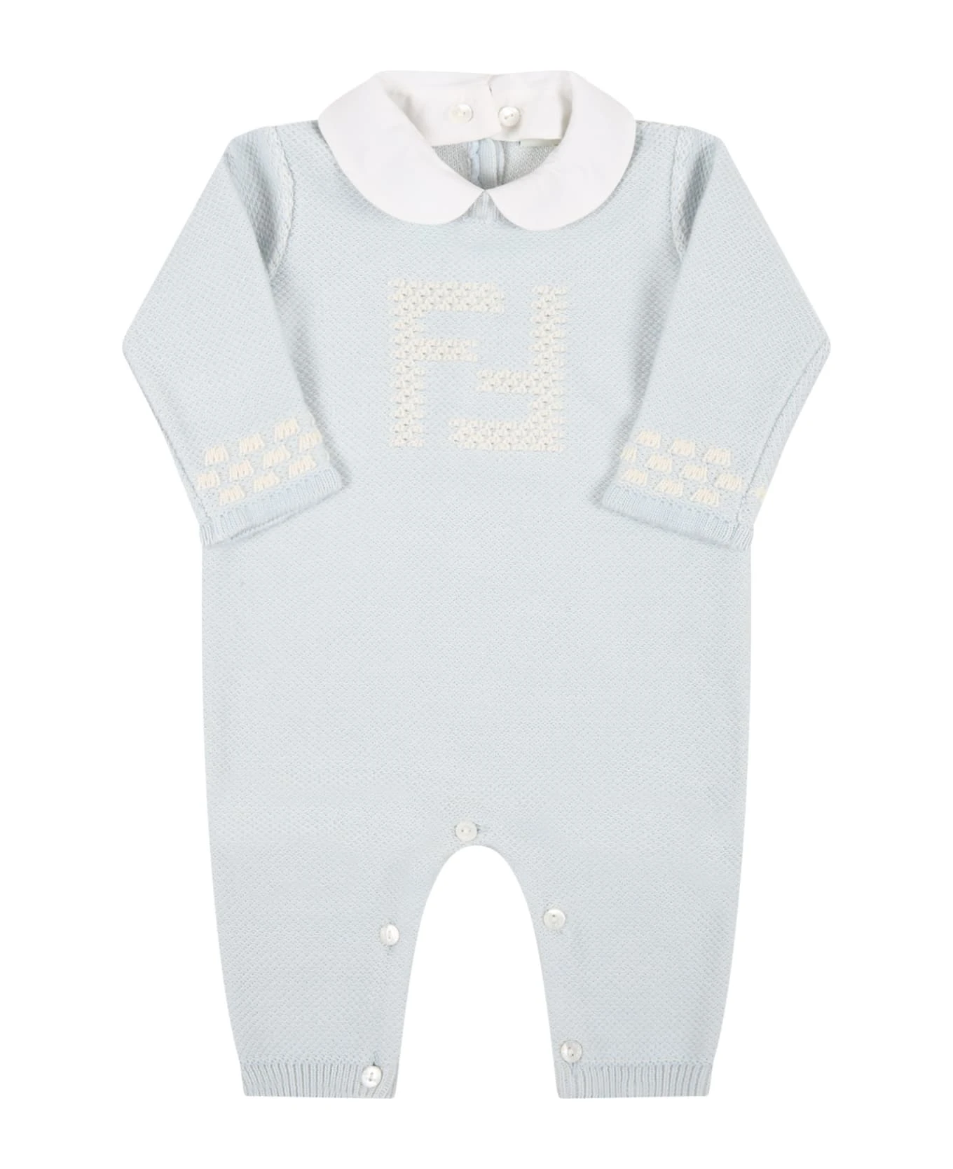 FENDI Light-blue Set For Baby Boy With Douple Ff 2 FENDI Light-blue Set For Baby Boy With Douple Ff - Image 2