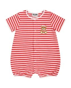 MOSCHINO Multicolor Romper For Baby Boy With Teddy Bear And Logo