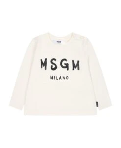 MSGM Ivory T-shirt For Baby Kids With Logo