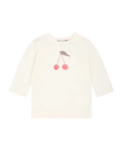 BONPOINT Ivory T-shirt For Baby Girl With Logo