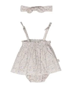 Beige Romper + Headband Set Baby Girl Teddy & Minou