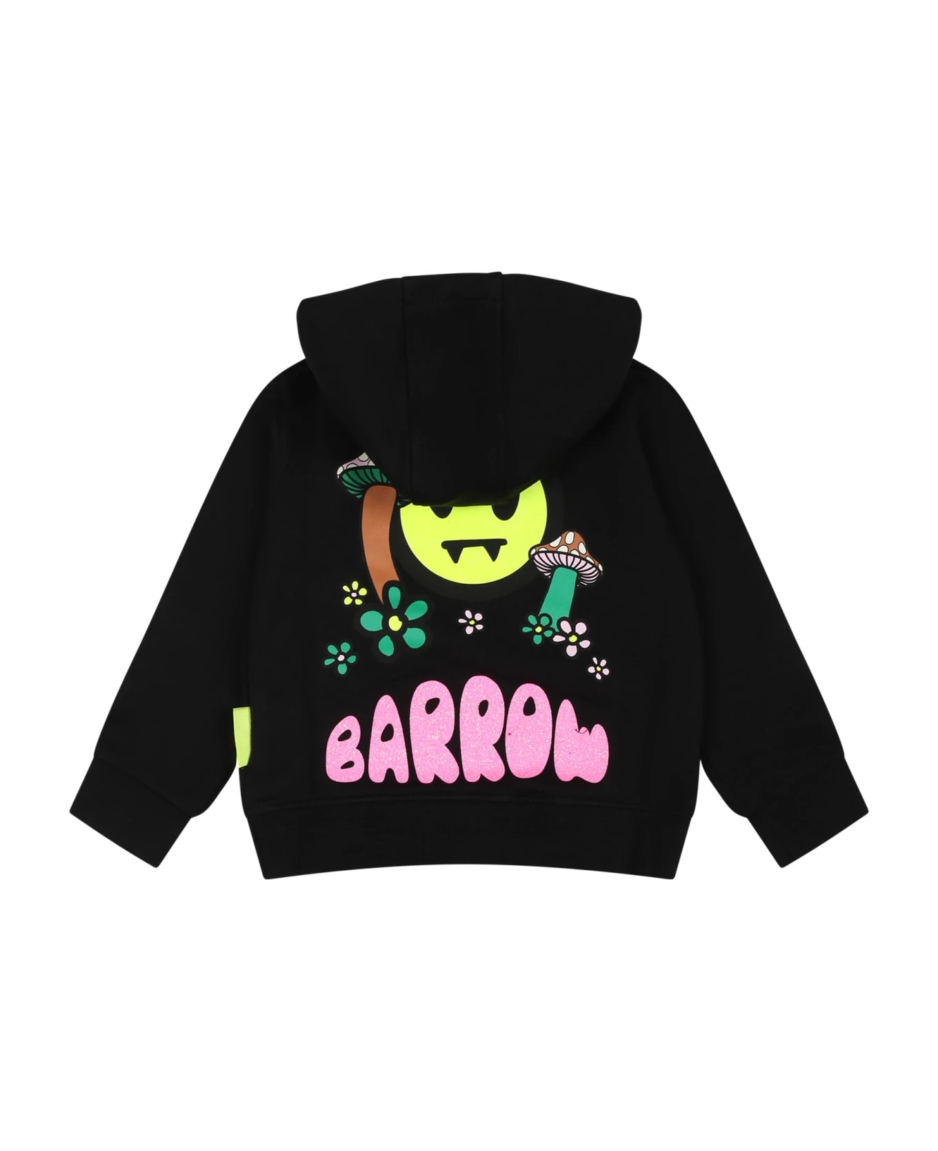 BARROW Black Sweatshirt For Baby Girl With Logo And Print 2 BARROW Black Sweatshirt For Baby Girl With Logo And Print - Image 2