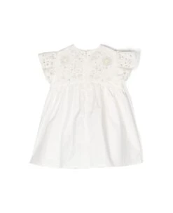 Chloé White Flared Dress With Floreal Embroidery In Cotton Baby 8 Chloé White Flared Dress With Floreal Embroidery In Cotton Baby -TinyTogs Kids Shop 7c3f6c4fa6f139e023ad89969f8ba946