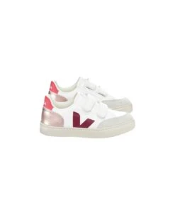 Veja V-12 Chromefree Leather Sneakers In White/multico Nacre