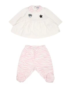 Chiara Ferragni White Suit For Baby Girl With Eyestar