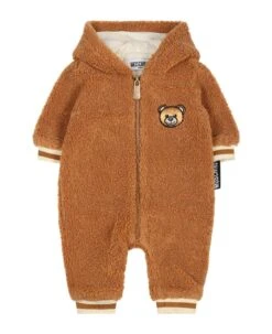 MOSCHINO Brown Babygrow For Babykids With Teddy Bear