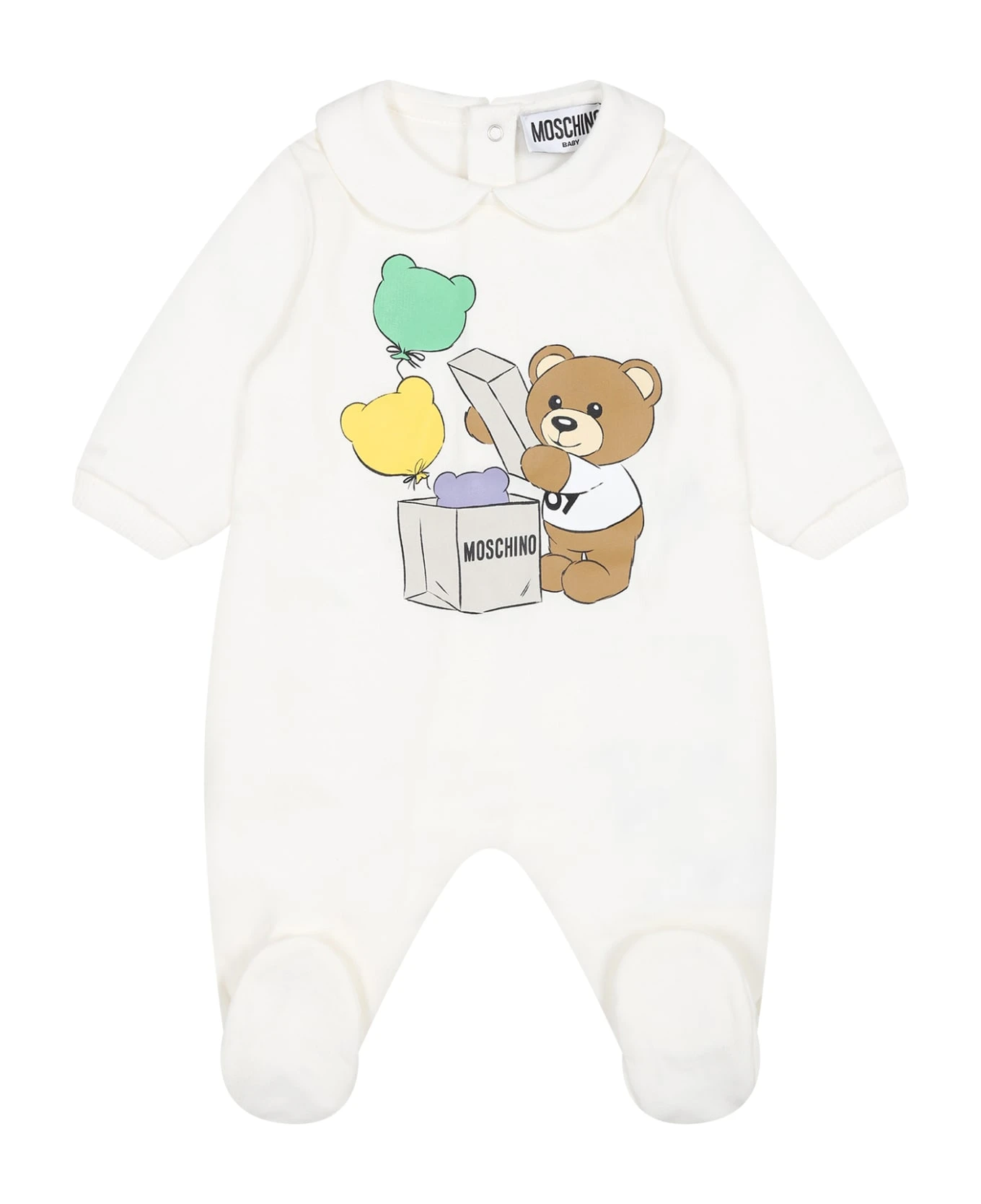MOSCHINO White Set For Baby Kids With Teddy Bear And Logo 2 MOSCHINO White Set For Baby Kids With Teddy Bear And Logo - Image 2