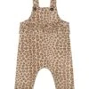 Beige Dungarees For Baby Girl With Animal Print