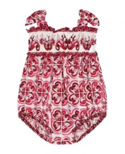 Dolce & Gabbana White/fuchsia Romper Baby Girl Dolce&gabbana Kids