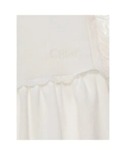 Chloé White Romper With Volant And Embroidered Logo In Cotton Girl -TinyTogs Kids Shop b20d911b311b4dece7d121235a656444