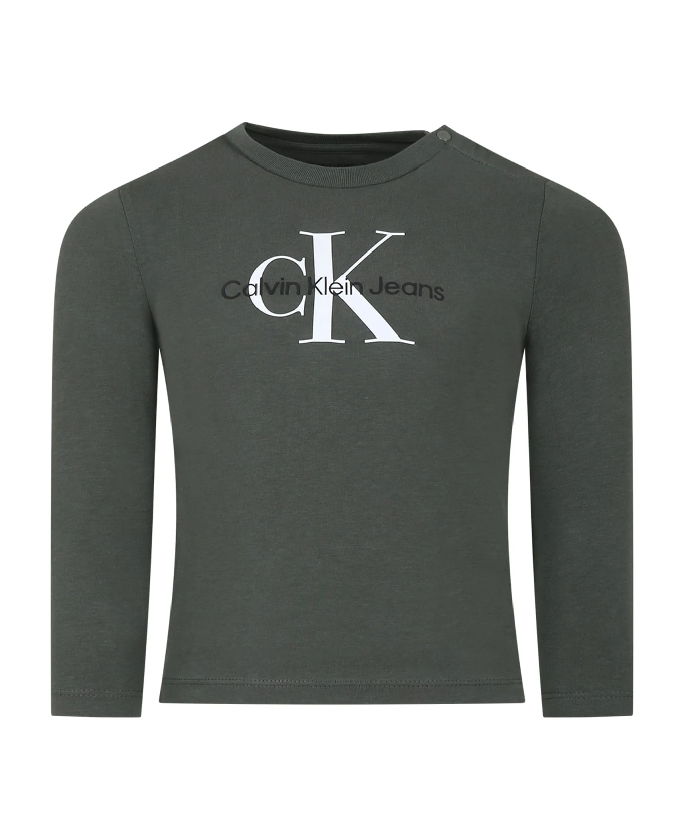 Calvin Klein Green Jacket For Baby Boy With Logo 1 Calvin Klein Green Jacket For Baby Boy With Logo