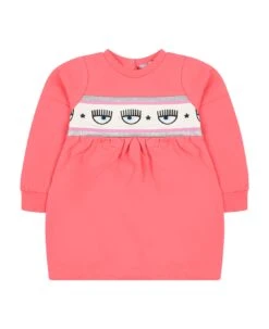 Chiara Ferragni Pink Dress For Baby Girl With Flirting Eyes