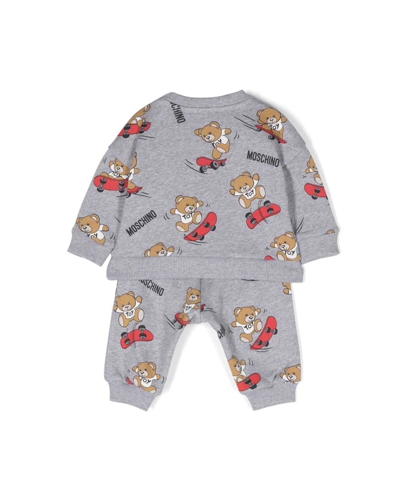 Grey Tracksuit With Moschino Toy Print In Cotton Baby 2 Grey Tracksuit With Moschino Toy Print In Cotton Baby - Image 2