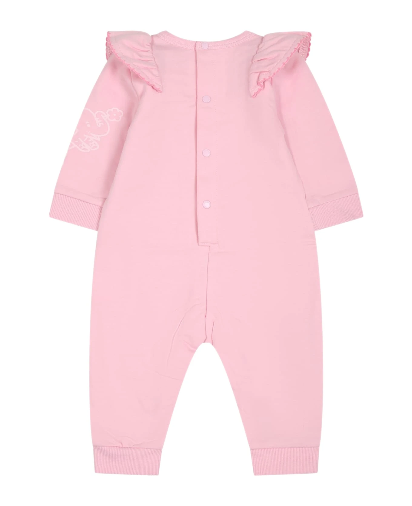 Kenzo Kids Pink Babygrow For Baby Girl With Print 2 Kenzo Kids Pink Babygrow For Baby Girl With Print - Image 2