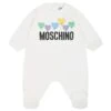 MOSCHINO White Babygrow For Baby Kids With Logo And Print