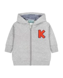 Kenzo Kids Grey Sweatshirt For Baby Kids With Logo