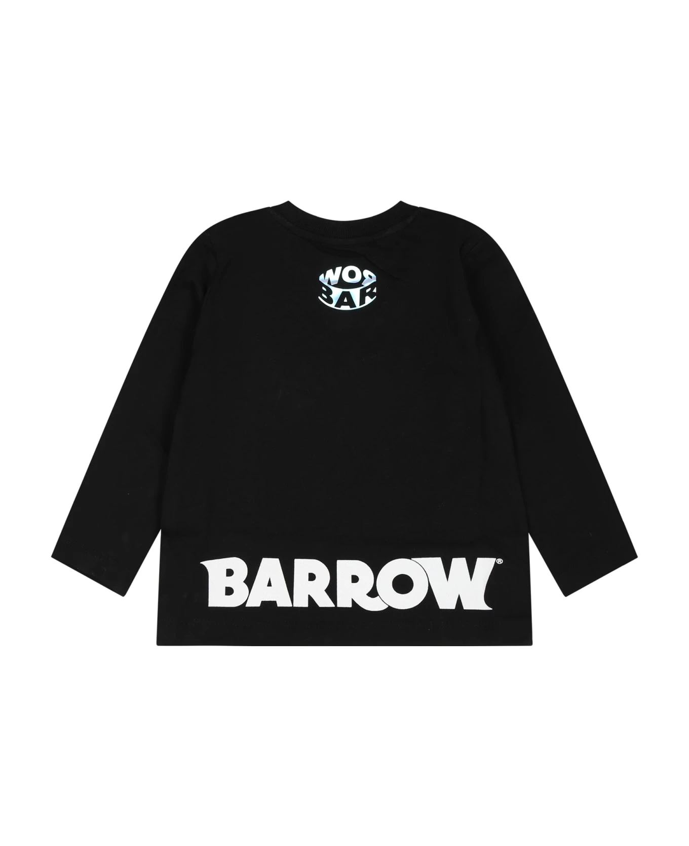 BARROW Black T-shirt For Baby Kids With Logo And Smiley 2 BARROW Black T-shirt For Baby Kids With Logo And Smiley - Image 2