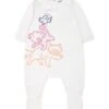 Kenzo Kids White Babygrow For Baby Girl With Logo And Print