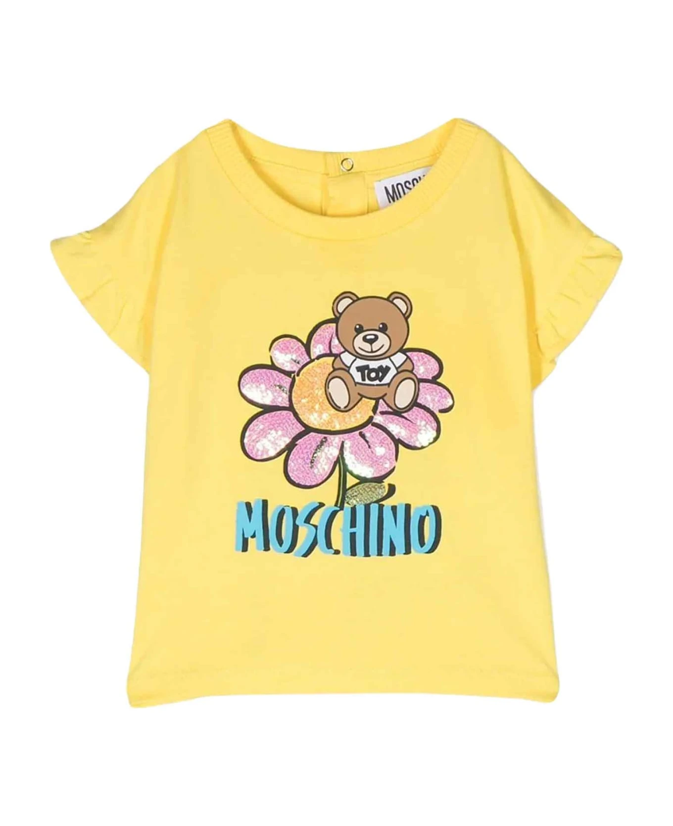 MOSCHINO Yellow T-shirt Baby Girl 1 MOSCHINO Yellow T-shirt Baby Girl