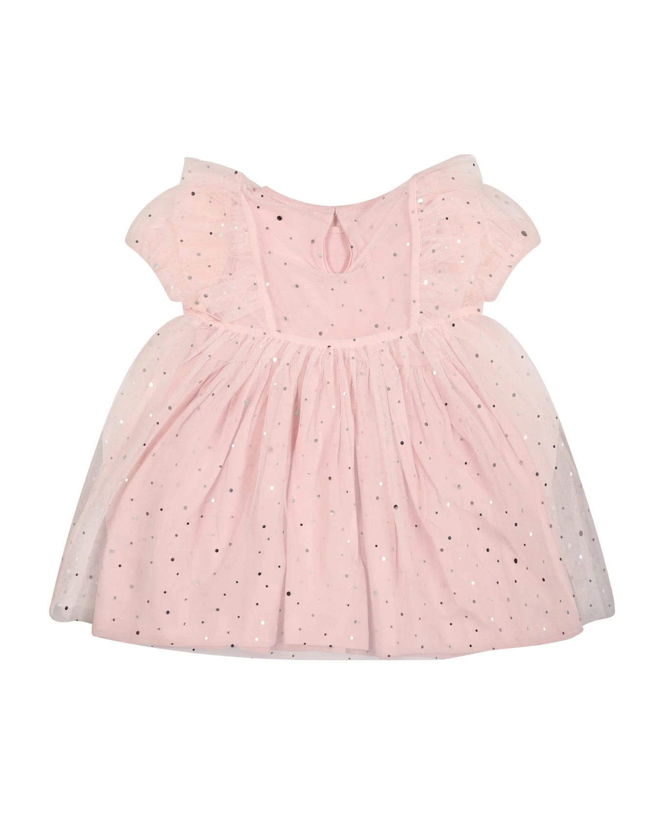 Stella McCartney Kids Pink Dress For Baby Girl With All-over Sequins 2 Stella McCartney Kids Pink Dress For Baby Girl With All-over Sequins - Image 2