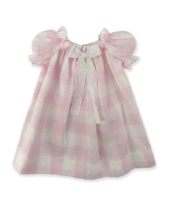 Pink And White Linen Dress