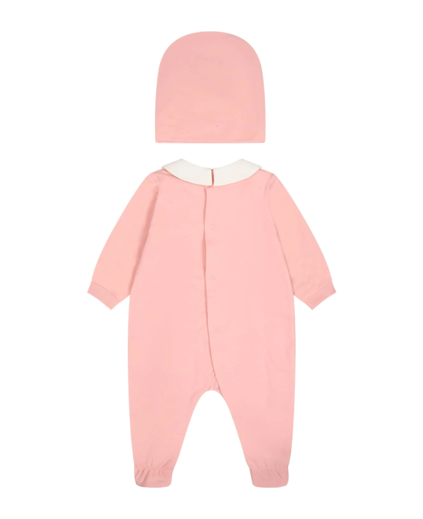 MOSCHINO Pink Set For Baby Girl With Teddy Bear And Logo 2 MOSCHINO Pink Set For Baby Girl With Teddy Bear And Logo - Image 2